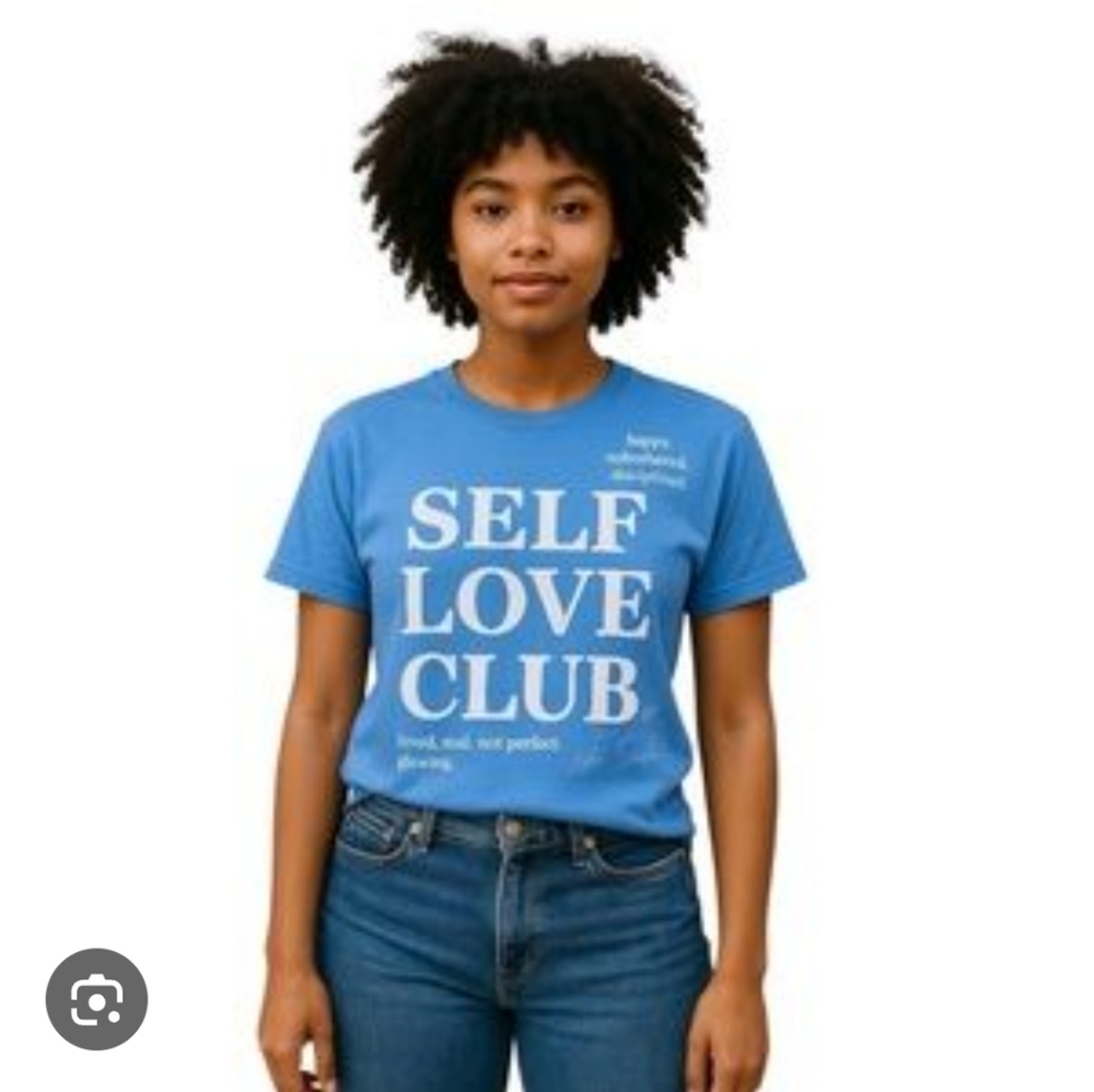 Nwt GRAYSON THREADS TARGET Self Love Statement Tee Shirt Blue Festival Self Care